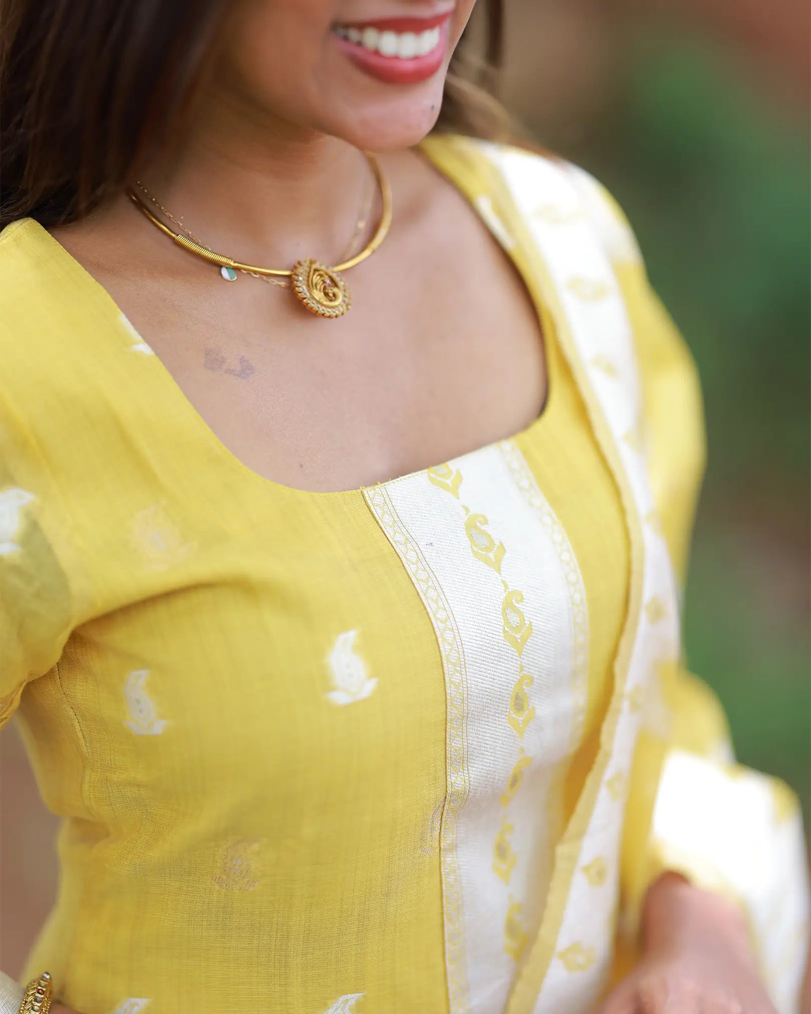 Yellow Elegance Kurti Top and Dupatta