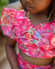 Pink Crop Top and Skirt