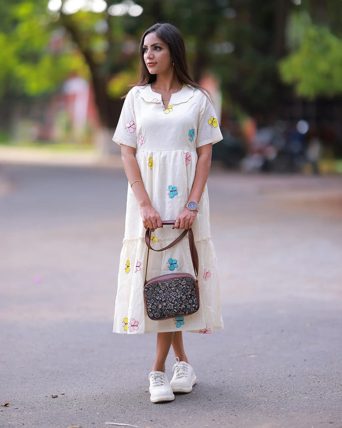 Suva Cotton Butterfly Embroidery Dress