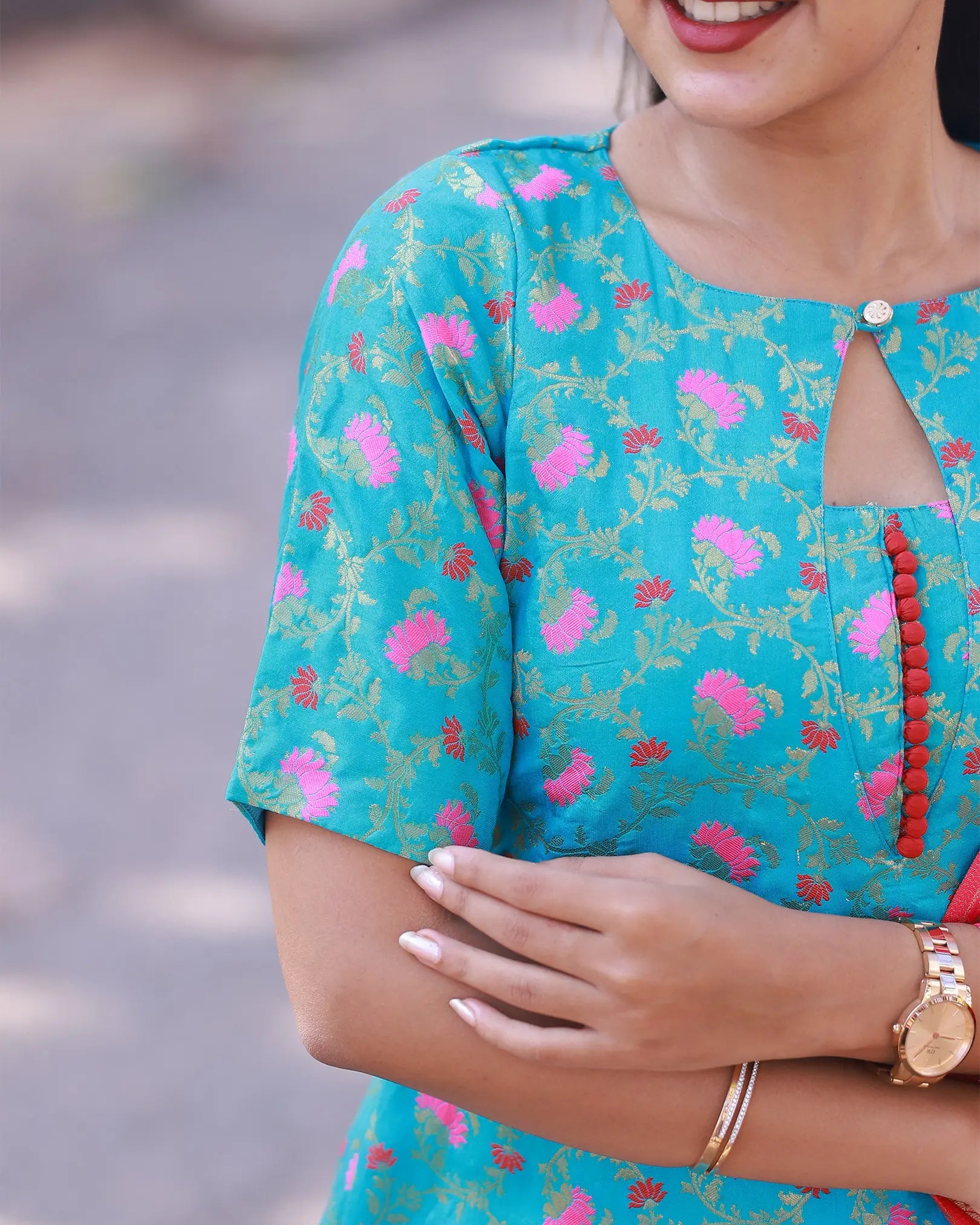 Suva Regal Blue Brocade Top and Bottom