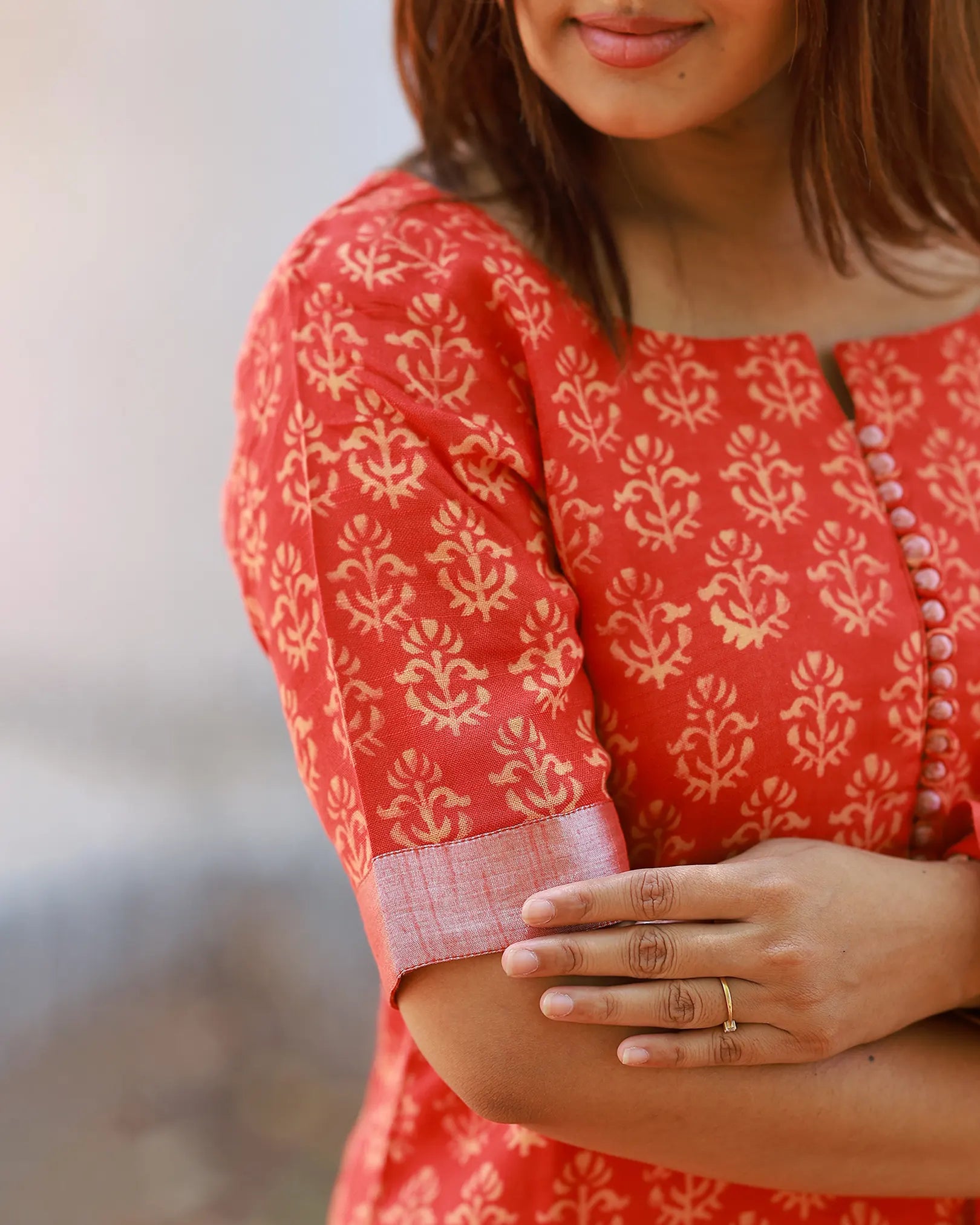 Kumkumpoo Malar Kurti set with Dupatta