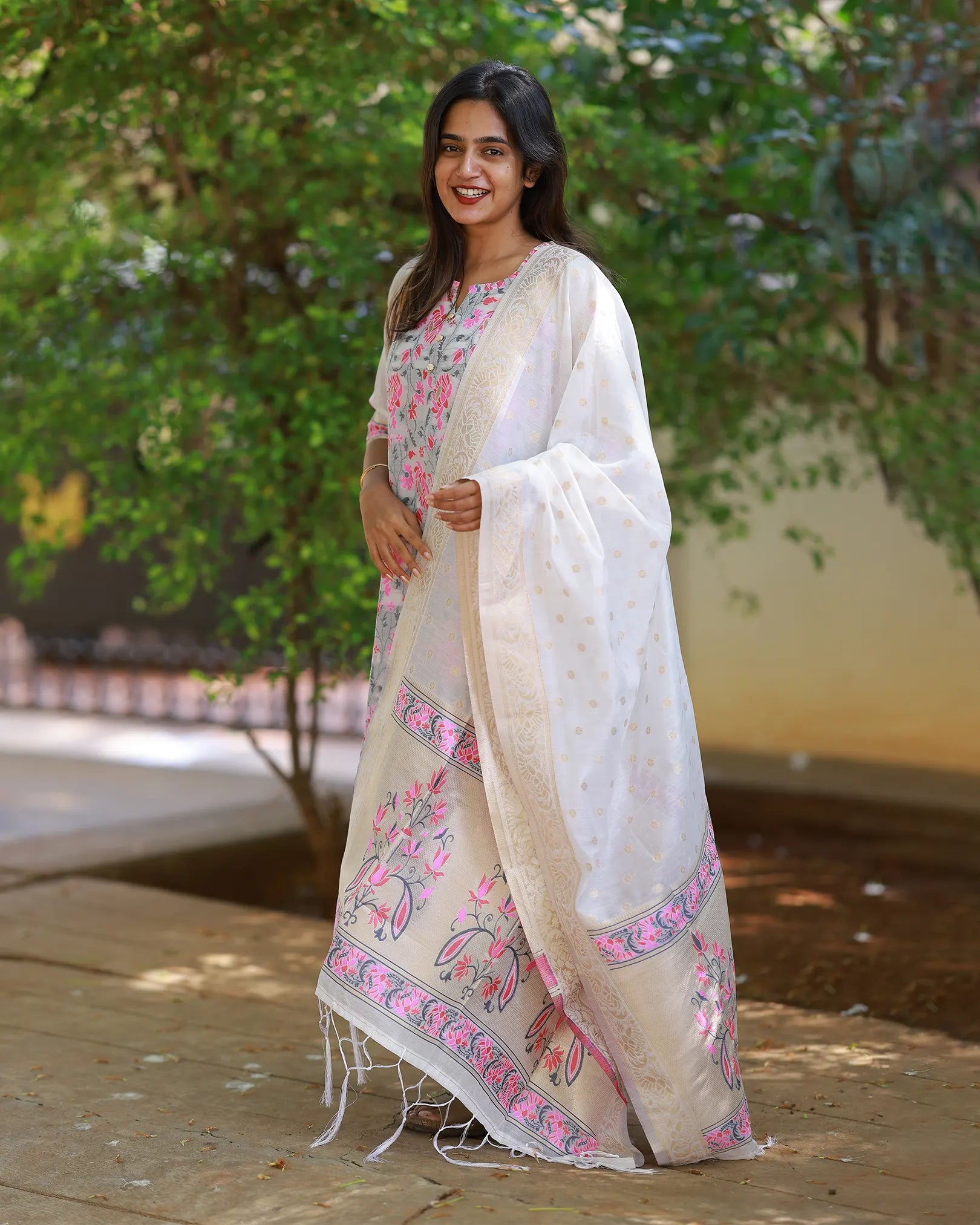 Rose veil Kurti set with Dupatta