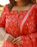 Kumkumpoo Malar Kurti set with Dupatta