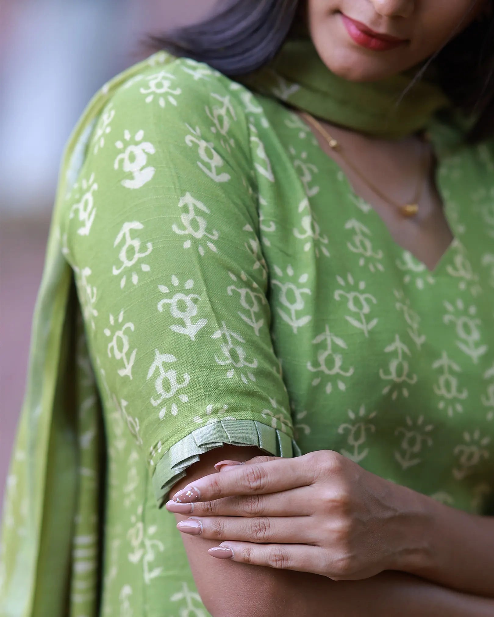 Lime Leaf Kurti Set with Dupatta