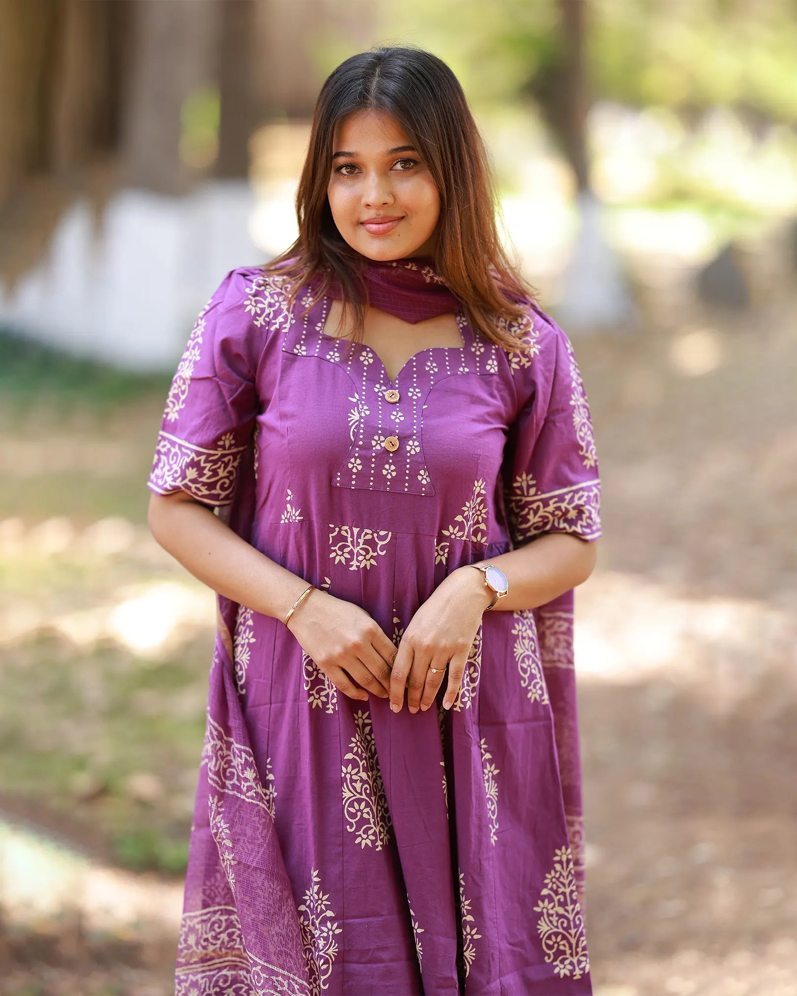 Lavender Grace Kurti Set with Dupatta