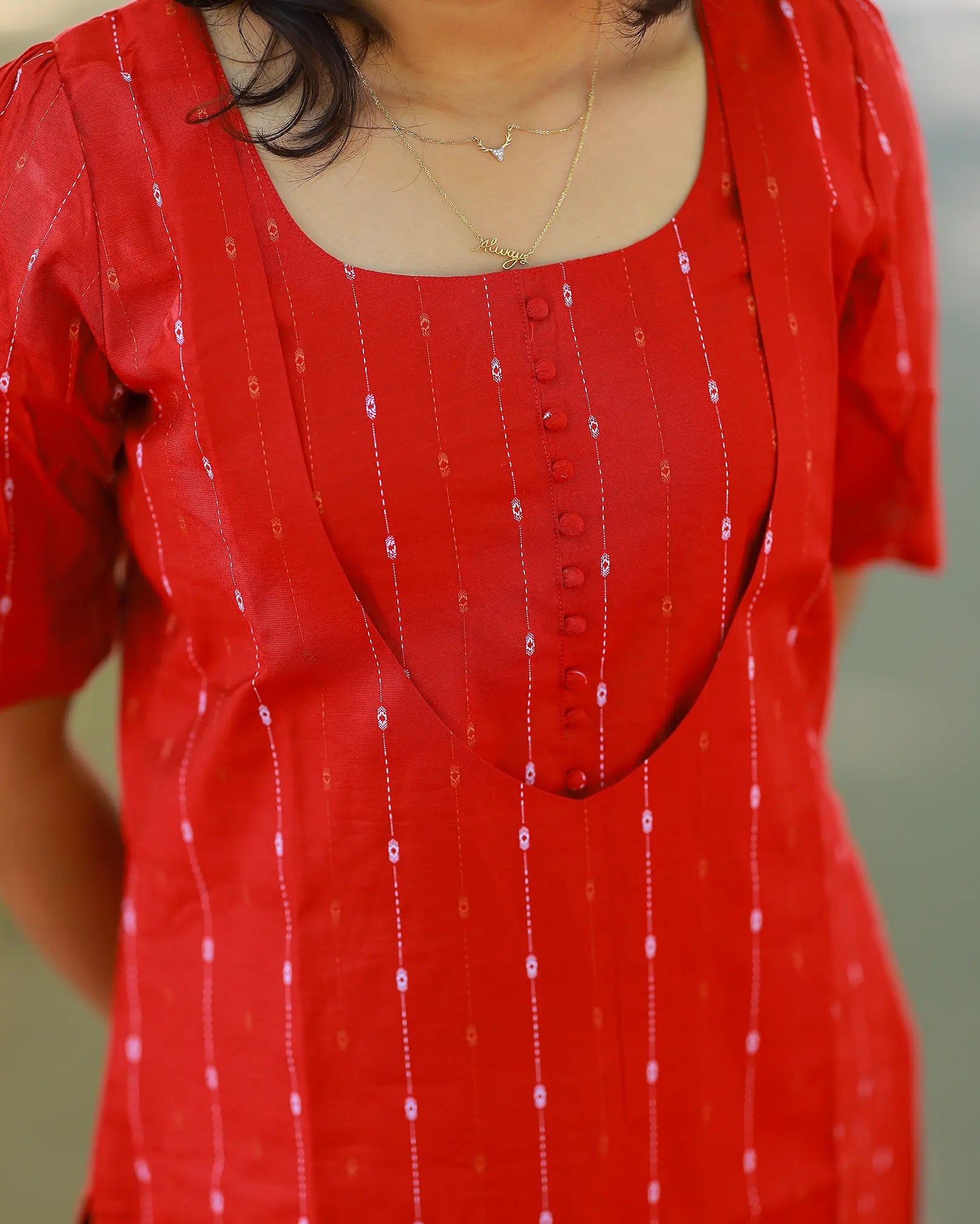 Sindoori Glow Red Kurti Set with Duppata