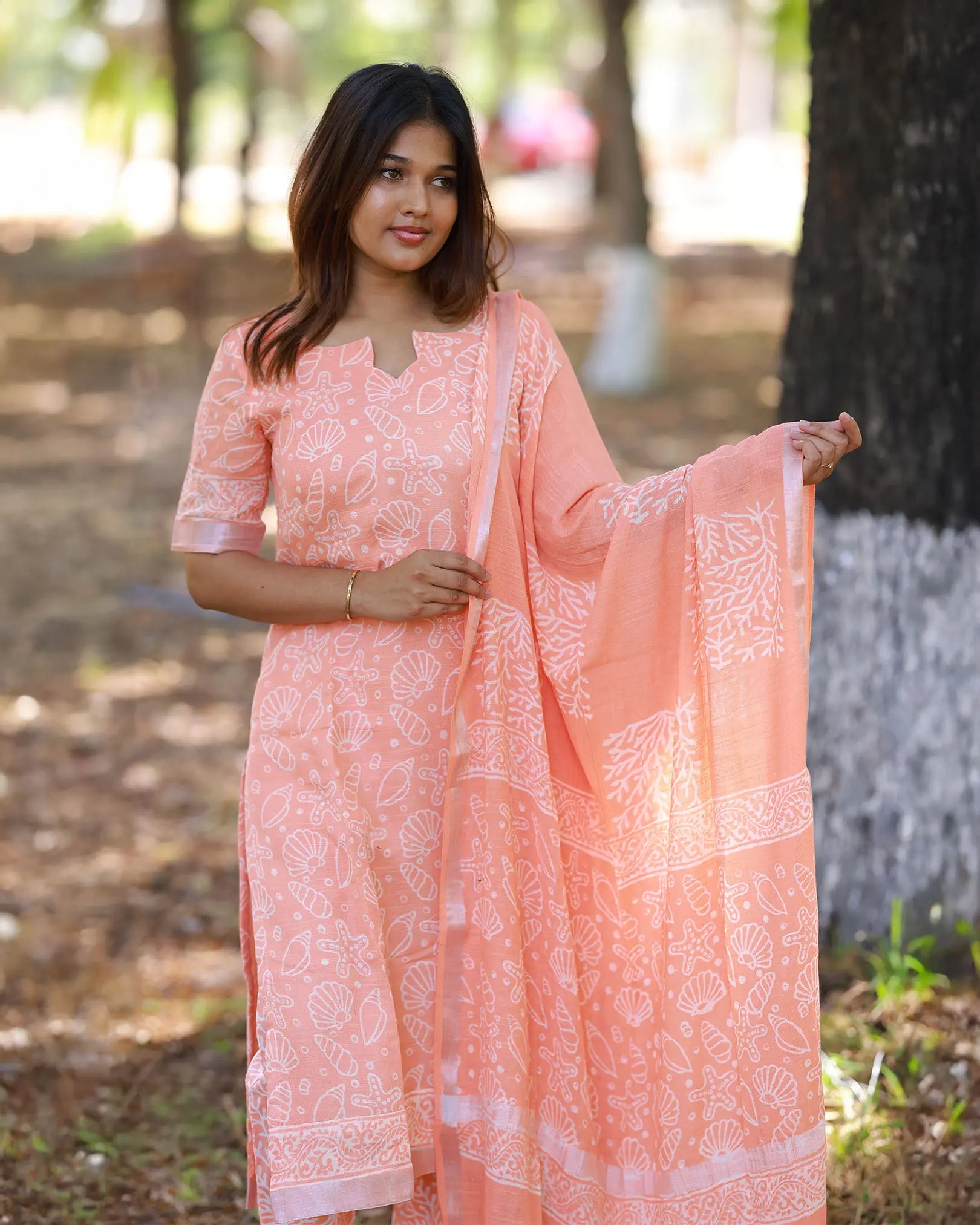 Suva Peach linen Kurti