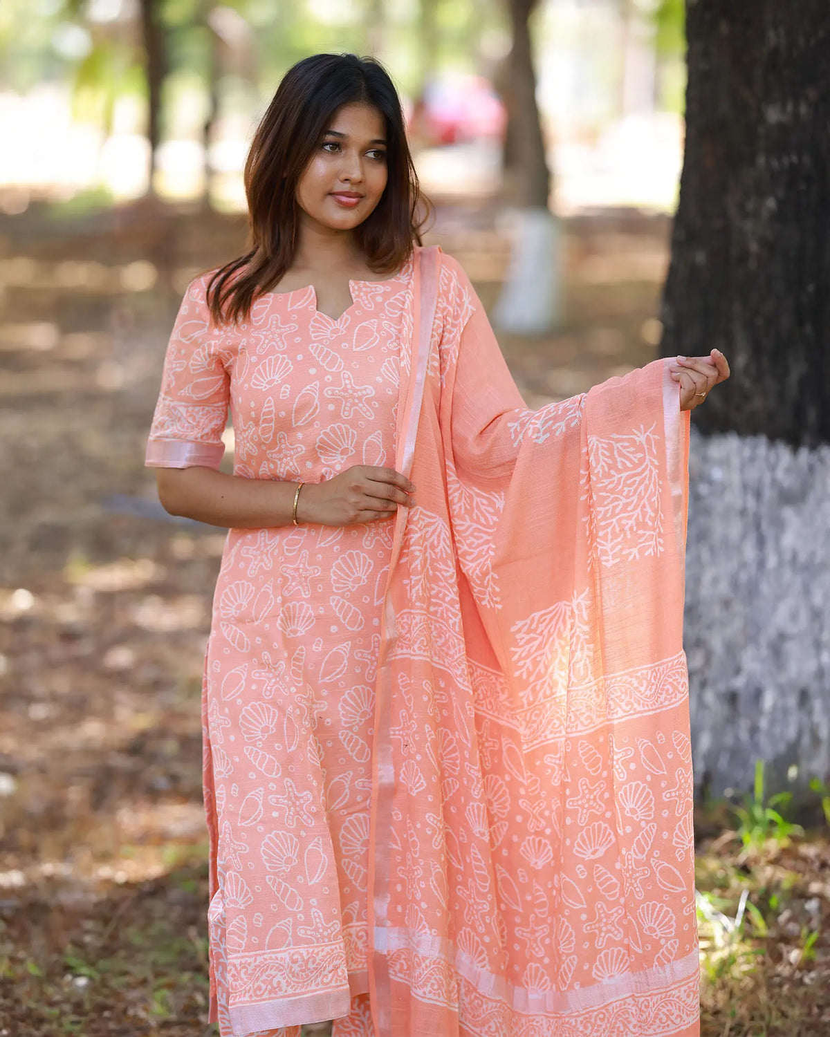 Suva Peach linen Kurti