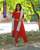 Sindoori Glow Red Kurti Set with Duppata