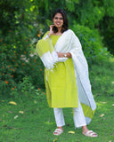 Manjal Visumbu Kurta set with Dupatta