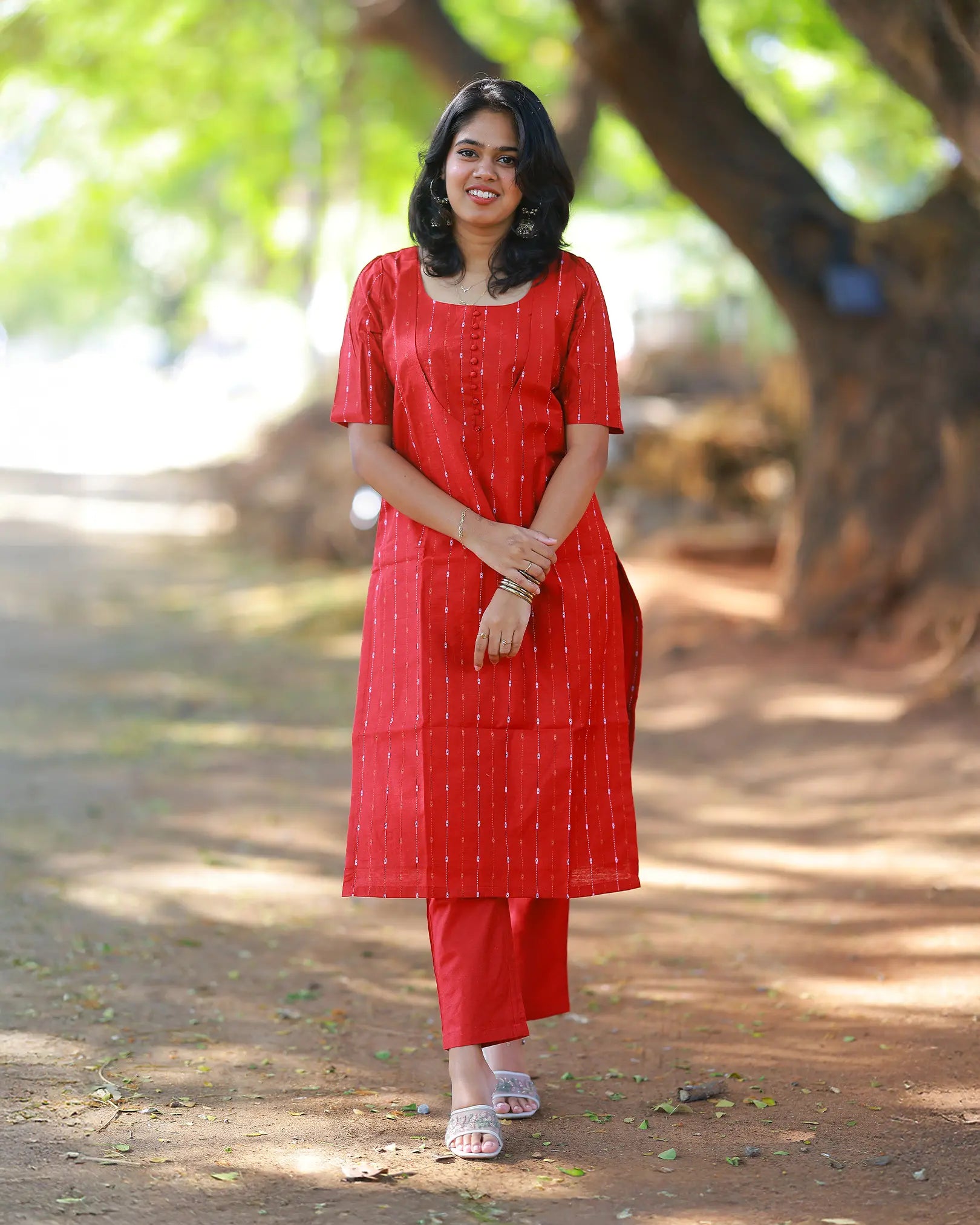 Sindoori Glow Red Kurti Set with Duppata
