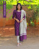 Suva Violet Veli Kurti set with Dupatta