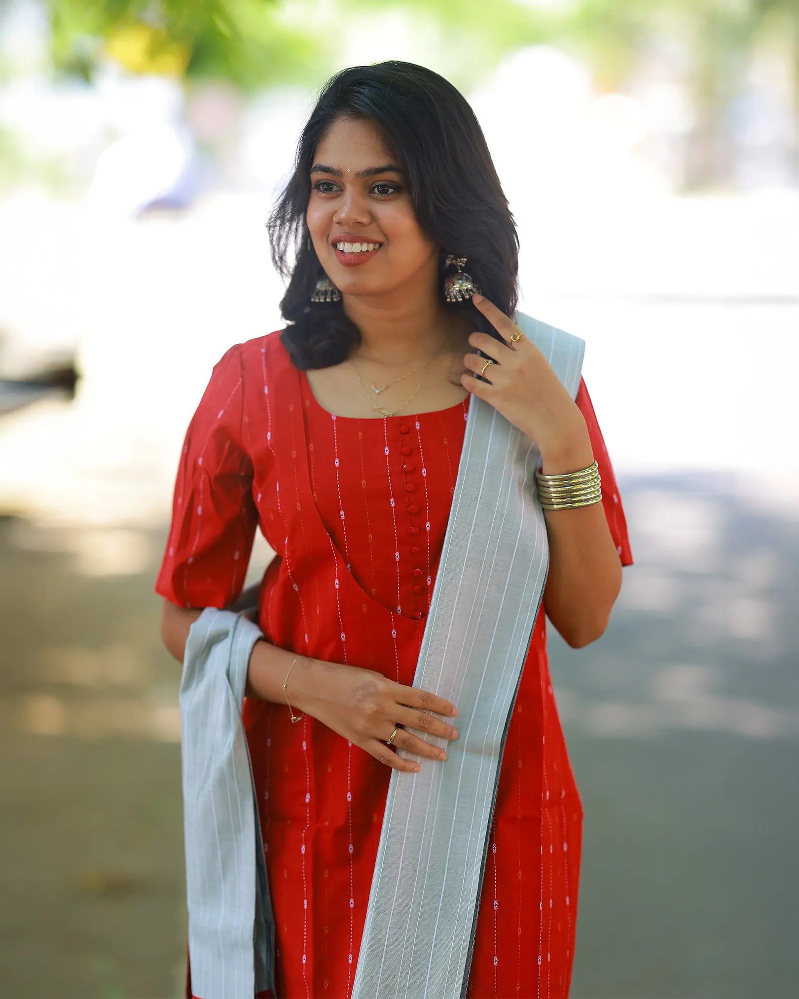 Sindoori Glow Red Kurti Set with Duppata