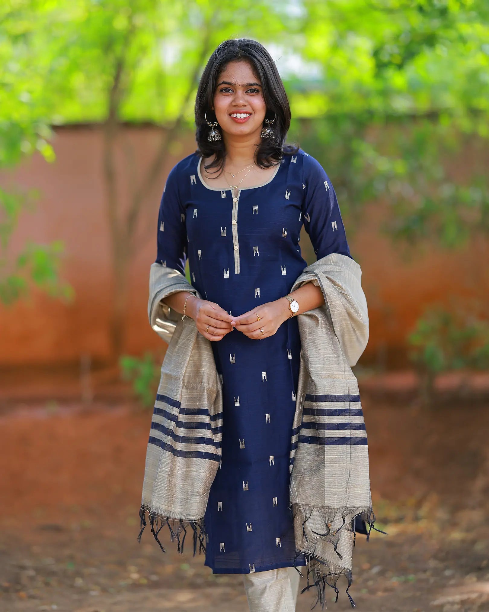 Neela Thendral Kurti Set with Dupatta