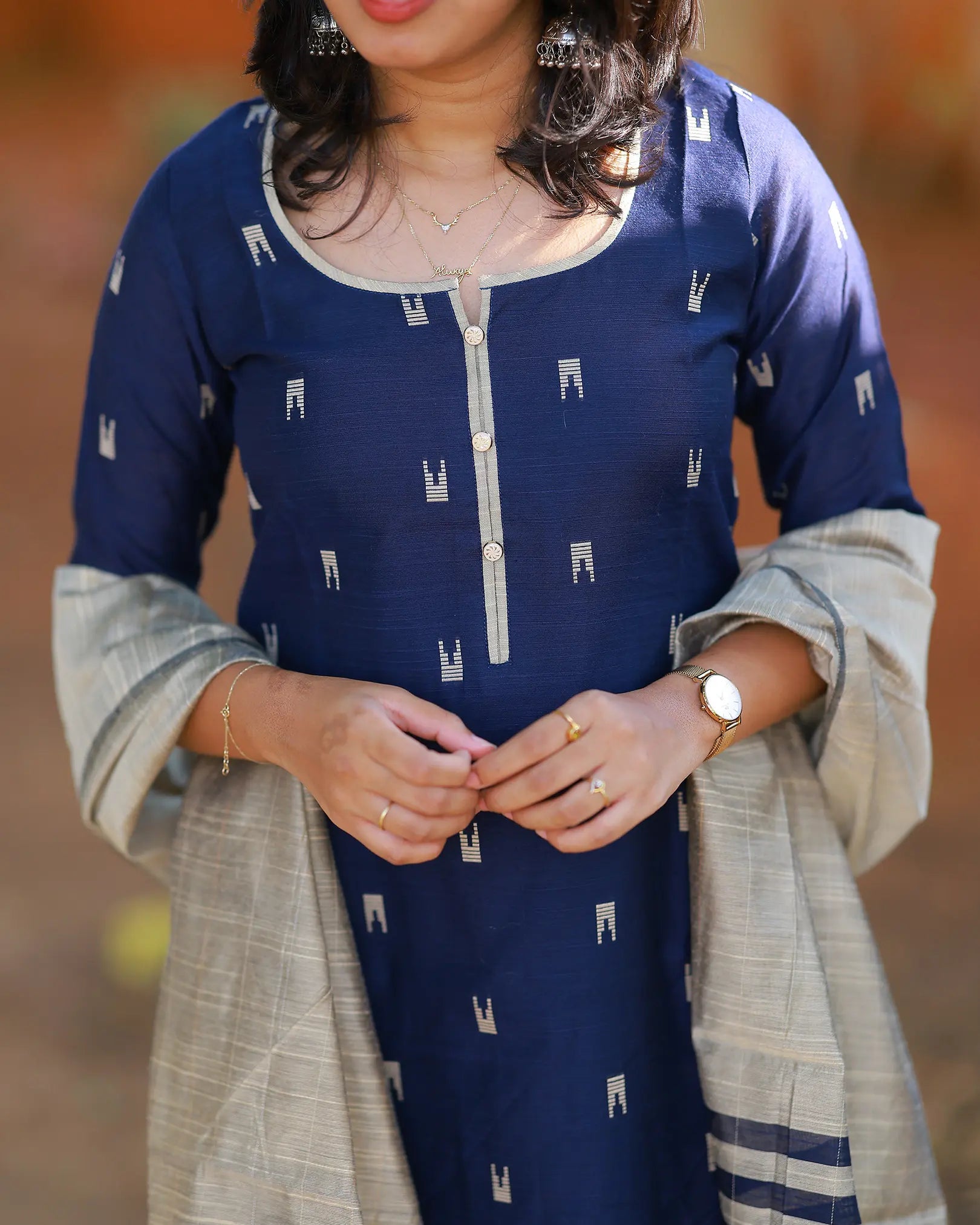 Neela Thendral Kurti Set with Dupatta