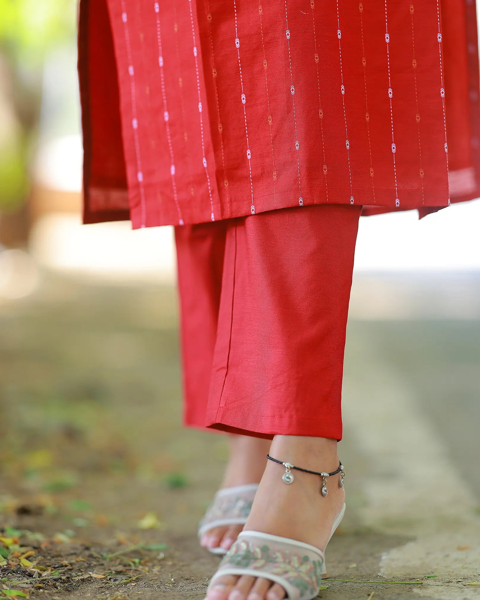 Sindoori Glow Red Kurti Set with Duppata