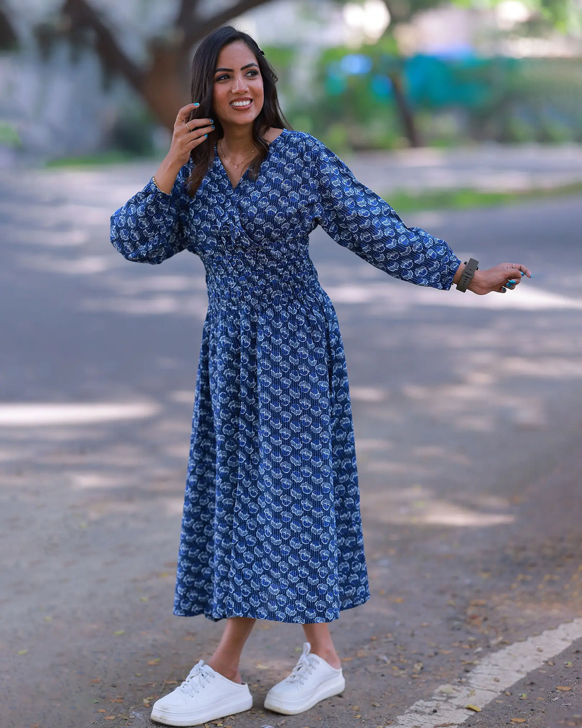 Indigo Breeze Midi Dress